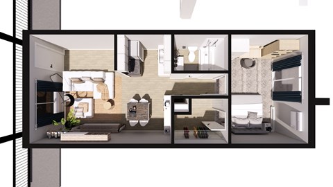 Floor plan for 1 bed, 1 bath, 565 sqft